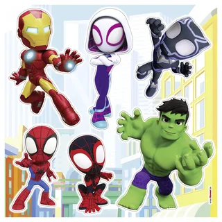 Spidey and His Amazing Friends on Adventures - Wandsticker, Wandtattoo, Wandaufkleber, Marvel - Größe 33x33 cm - selbstklebend, Bunt