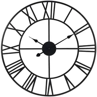 IvoQ Große Industrie-Wanduhr – 60 cm – Leise Metalluhr mit römischen Ziffern – Modern & Zeitlos