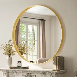 Koonmi Runder Wandspiegel 120 cm Gold