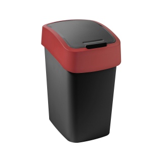 CURVER Mülleimer Flip Bin, 10 Liter , Abfalleimer für den Haushalt, Farbe: schwarz / rot