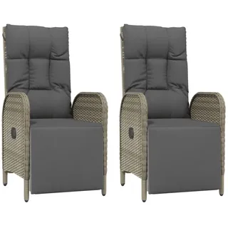 vidaXL Polyrattan Relaxsessel 57 x 62,5 x 109 cm schwarz 2 St. inkl. Kissen
