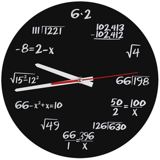 Fdit Math Wall Clock mathematische Formeln lustige Uhr schwarz mathematische Gleichungen Wanduhr dekorative hängende Math Wanduhr für Schule Home Office MEHRWEG VERPAKUNG