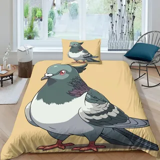FSYQQASD Taubes Bettwäsche,Erwachsene Kinder Haustier Vogels Bettbezug,3D Microfaser Bettwäsche Mit Kissenbezüge Single(135x200cm)