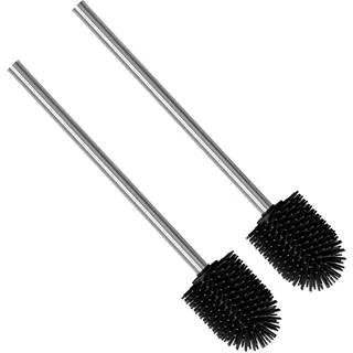 Nirox 2er Set Silikon-Klobürsten Schwarz 7,7 cm | WC-Bürste mit Edelstahlstiel | Klobesen in elegantem & edlem Design | abnehmbare Bürstenköpfe