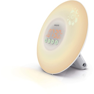 Philips Wake-up Light für Kids HF3503/01 (LED, Aufwachen mit Licht, Leuchttasten, Sticker) weiß