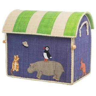 rice Aufbewahrungskorb Landhauskorb klein Raffia-Bast Kinderzimmer Deko