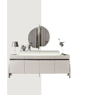 JVmoebel Sideboard Sideboard mit Spiegel Wohnzimmer Holz Grau Möbel Italienischer Stil (2 St., Sideboard / Spiegel) grau