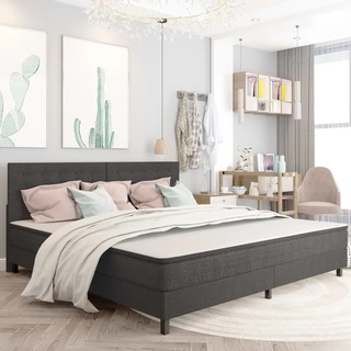Grau HOMMIE 200x200 cm - Doppelbett mit Lattenrost - Boxspringbett Dunkelgrau Stoff 200x200 cm Klassische Bettrahmen(vom Hersteller)5879