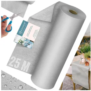 Kesser KESSER® Vlies Tischläufer Modern 30cm x 25m | Tischdekoration für Hochzeiten, Geburtstage, Taufen, Einschulung & Allen Feierlichkeiten | Tischband abwaschbar, wasserabweisend & wetterfest, Grau