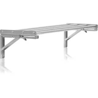 Mahlzeit Edelstahl Wandregal Stangendesign 100 x 30 cm | Küchenregal, Klappbar, Silber | Edelstahlregal, Wandmontage | Wandregal für Küche, Küchenwandregal, Ablage für Wand, Hängeregal für Gastronomie