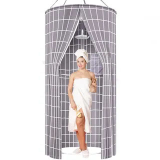 PFOIBOU Duschvorhang Rund, Duschvorhang Rund Hängend 100x200 cm, Duschvorhänge Outdoor für Outdoor Camping,Strand, Dusche, Toilette, Privatsphäre (Gray, 80 X 200 cm)