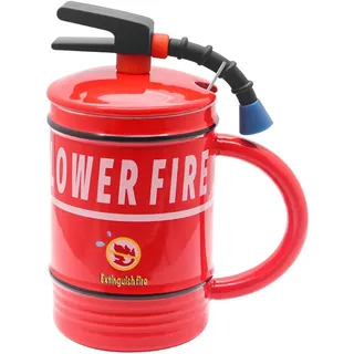 ShawFly Feuerlöscher-Kaffeetasse, kreative lustige Keramikbecher, Persönlichkeitstasse Geschenkbecher, Stadt Feuerwehr Geschenk Lustiges Geschenk für Junge Mädchen Feuerwehrmann Männer Vater (rot)