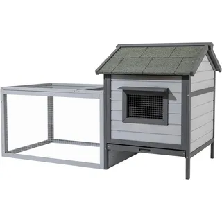 Wiltec Freilaufgehege Hasenstall 146 x 75 x 83 cm hellgrau