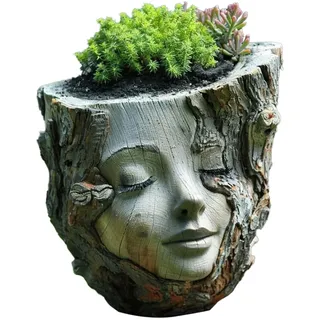 Übertopf mit Gesicht, Kopfvase, Blumentöpfe, Sukkulenten-Übertopf, Kunstharz, niedlicher Vasen-Behälter für drinnen und draußen, Gartenstatue, Blumentopf, Hofdekoration, Heimdekoration