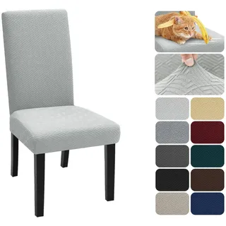 XINEAGE Stuhlhussen 2er Set, Stretch Stuhlhussen für Esszimmerstühle, Universale Stuhlhussen Waschbar Abnehmba für Hotel, Zeremonie, Bankett, Restaurant, Zuhause (Silber Grau)
