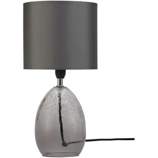 Pauleen 48212 Tempting Gleam Tischleuchte max. 20 Watt Grau, Rauchglas Nachttischlampe im Glamour Look aus Stoff, Glas E14