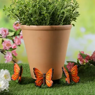 Blumentopff√o√üe Schmetterling - Pflanzk√obel Untersetzer - K√obelf√o√üe - Polyresin - orange - 3er Set