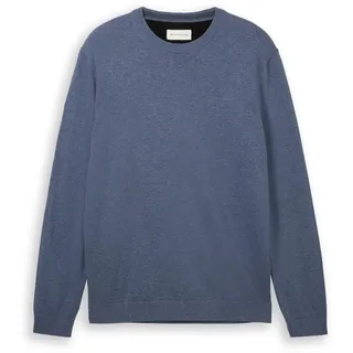 TOM TAILOR Herren Strickpullover aus Baumwolle, blau, Meliert, Gr. XXXL