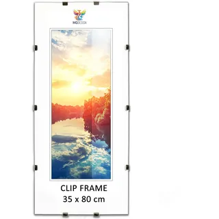 MG Design Cliprahmen 35 x 80 cm – rahmenloser Bilderrahmen mit Acrylglas & HDF Rückwand – für Fotos, Poster & Puzzle, vertikal & horizontal