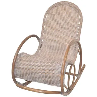 Mid.you Schaukelstuhl, Grau, Holz, Rattan, massiv, Uni, 60x100x116 cm, Schaukelfunktion, Holzmöbel, Sitzgelegenheiten Holz, Holzstühle