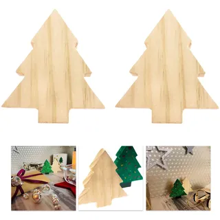 Oblique Unique® 2 Holz Tannenbäume zum Bemalen Basteln Tisch Fenster Deko für Weihnachten DIY Dekoration