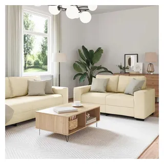 vidaXL Couch Stoff 3-Sitzer Creme