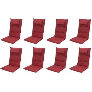 Doppler 8x 6998 Hochlehner Auflagen 120x50x8cm dick Kopfkissen rot