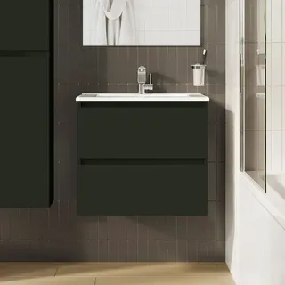 Evineo Waschbeckenunterschrank 2 Auszüge 60 x 53 cm Grau