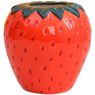 UIYIHIF Vintage-inspirierte Erdbeervase, Kreative und Niedliche Blumenvase, Einzigartige Erdbeervase für Blumen, Erdbeer-Blumentopf, Geeignet für Wohnzimmer, Küche, Garten(rot,M)