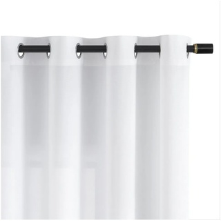 Vorhang Blickdicht mit 8 Ösen aus Metall, wometo, Durchzuglöcher (1 St), blickdicht weiß