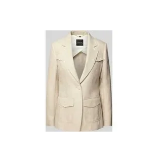 Regular Fit Blazer aus Leinen-Mix mit Pattentaschen, Sand, 38