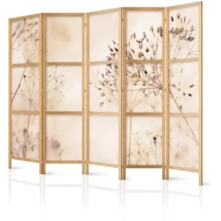 murando - Paravent Innen Raumteiler Holz Pflanzen 225x172 cm 5-teilig Japanische Trennwand Raumtrenner Room Divider Mobiler Sichtschutz Spanische Wand Abtrennung Trockenblumen b-C-1015-bh-c