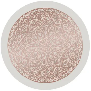 Bilderdepot24 Teppich Vinyl Wohnzimmer Schlafzimmer Flur Küche Mandala modern, rund - beige glatt, nass wischbar (Küche, Tierhaare) - Saugroboter & Bodenheizung geeignet beige 140 cm x 140 cm