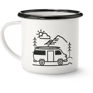 Tchibo - Emaille-Kaffeebecher Camping - schwarz