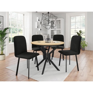 MIRJAN24 Essgruppe MB 3, (5er-Set, Tisch Dione M + 4x Stühle Luke), Ausziehbarer schwarz