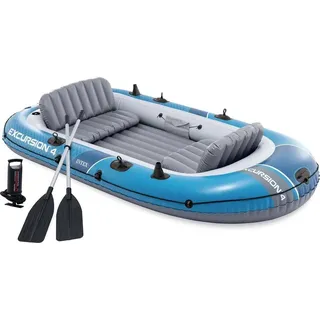 Intex Schlauchboot Excursion 4 Blau inkl. Pumpe und Alu-Paddel