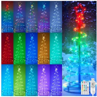 LMaxhome LED Baum Metall Spirale Weihnachtsbaum RGBW Licht Deko mit 8Funktions,Timer,USB, Fernsteuerung Außen Beleuchtet Lichterkette Garten Deko 1.2M/1.5M/1.8M 120 cm
