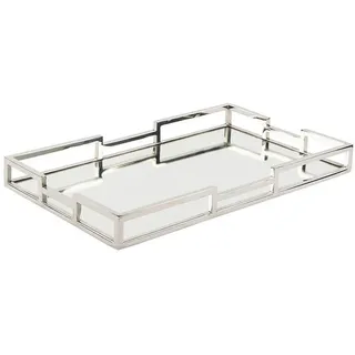 Fink Dekotablett, Silber, Metall, Glas, rund, 40x5x25 cm, Dekoration, Dekoartikel, Dekoteller & -tabletts