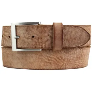 BELTINGER Ledergürtel Herren-Gürtel aus weichem Vollrindleder Vintage-Look 4 cm - Jeans-Gürt (1-St) braun|silberfarben 130 cm (Gesamtlänge 145 cm)