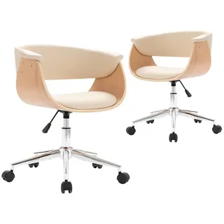 vidaXL Esszimmerstuhl drehbar Kunstleder creme 2er Set
