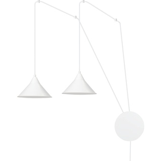 Licht-Erlebnisse Hängeleuchte flexibel mit Kabel + Stecker aus Metall in weiß 2xE27 für Arbeitsbereich Schlafzimmer Wohnzimmer Hängelampe Decke Pendelleuchte