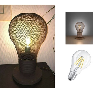 Tischleuchte GLÜHBIRNE rostfarbig , Retro Loft Tischlampe ,Landhaus  Bodenlampe , Vintage Industrie Leuchte , Lampe inkl. Filament LED !