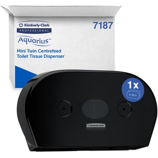 Aquarius Mini-Doppel-Toilettenpapierspender mit Zentralentnahme 7187 - 1 x Schwarz, Wc Papierspender
