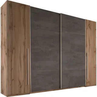 SchlafKONTOR Schwebetürenschrank Match 270 x 225 x 61 cm Braun/Grau