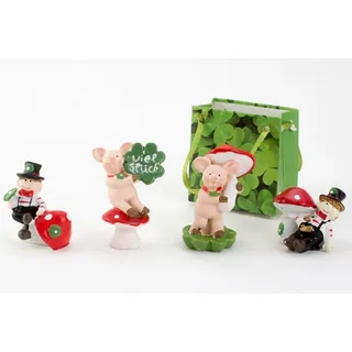 LB H&F Lilienburg Dekofigur 8er SET Dekofigur Geschenk Gastgeschenk Tisch Deko Tischdeko (Geschenk Glücksbringer Give-Away Weihnachten Prüfung Geburtstag Abitur Schulabschluss Schulbeginn viel Glück Ferkel Feste Glück Figur Glückspilz Schornsteinfeger mini klein Figuren rosa Kleeblatt, Mitgebsel Mitbringsel Glücksschwein Schornsteinfeger Hochzeit Prüfung), Tischdekoration Talisman Gastgeschenk Neujahr Glücksschweinchen bunt
