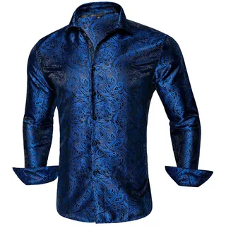 Suwequest Herren-Seidenhemden Langarm-Jacquard-Hemd Für Männer Lässige Hochzeitsfeier-Büro-Hemden - L