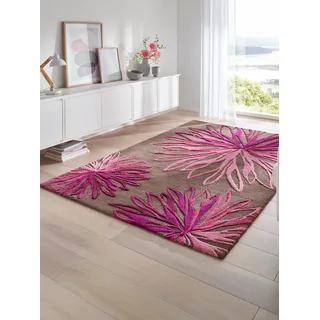 Teppich HEINE HOME Gr. 7, pink (taupe, beere, gemustert), B:150cm H:17mm L:150cm Ø:150cm, Wolle, Teppiche, Teppich