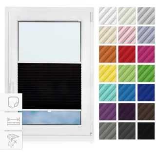 Estika Plissee zum Kleben nach Maß - 23 Farben, Breite 30-129 cm, Höhe 50-149 cm - selbstklebendes Fensterplissee ohne Bohren – Rollo für Innenfenster – Jalousie für Fenster innen