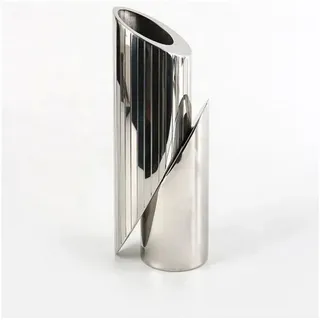 Quality Elegance Dekovase Edelstahl Vase Silber – Abstrakte Metall Deko Skulptur 35cms