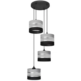 Hängeleuchte HELEN 4xE27/15W/230V schwarz/grau/silber - Schwarz/Grau/Silber